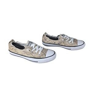 Converse Shoreline Sneakers Tan Snakeskin Print Slip On Women 8 Animal, Casual